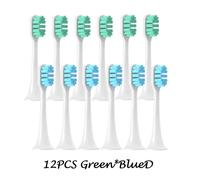 Têtes De Brosse De Rechange Pour Xiaomi Mijia T300/T500/T700,12 Pièces,Dents Électriques Soniques,Bouchons À Poils Souples,Buses D'Emballage Sous Vide.6Green6Blued
