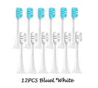 Têtes De Brosse De Rechange Pour Xiaomi Mijia T300/T500/T700,12 Pièces,Dents Électriques Soniques,Bouchons À Poils Souples,Buses D'Emballage Sous Vide.6Bluel6White
