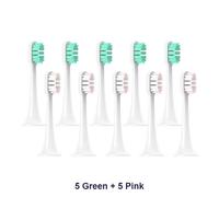 Têtes De Brosse De Rechange Pour Xiaomi Mijia T300/T500/T700,Pour Brosses À Dents Électriques Soniques Avec Capuchons,Emballage Scellé,Têtes Souples.5Green5Pink