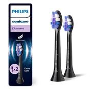 Têtes de brosse de rechange sensibles - Philips - S2 Sensitive - Lot de 2 - Noir - Élimine jusqu'à 10x plus de plaque