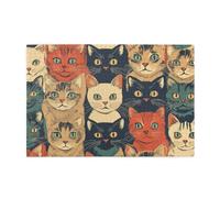 Têtes de chat colorées de 1000 pièces casse-tête en bois pour adultes, cadeaux pour adultes, décoration d'intérieur