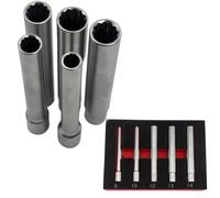 Têtes de ouille en chrome vanadium 3/8 120 mm (12 points) | Pour acier Cr-V de qualité supérieure, finition polie miroir, résistant à la rouille, longueur 120 mm