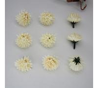 Têtes de fleurs artificielles, 100 pièces, boule chrysanthème en vrac, fausses mamans soie, for décoration fête mariage à faire soi-même(Beige Yellow)