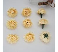 Têtes de fleurs artificielles, 100 pièces, boule chrysanthème en vrac, fausses mamans soie, for décoration fête mariage à faire soi-même(Champagne)