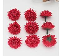 Têtes de fleurs artificielles, 100 pièces, boule chrysanthème en vrac, fausses mamans soie, for décoration fête mariage à faire soi-même(Red)