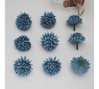 Têtes de fleurs artificielles, 100 pièces, boule chrysanthème en vrac, fausses mamans soie, for décoration fête mariage à faire soi-même(Dusty Blue)