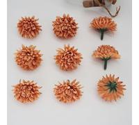 Têtes de fleurs artificielles, 100 pièces, boule chrysanthème en vrac, fausses mamans soie, for décoration fête mariage à faire soi-même(Coffee)