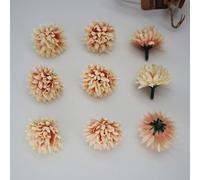Têtes de fleurs artificielles, 100 pièces, boule chrysanthème en vrac, fausses mamans soie, for décoration fête mariage à faire soi-même(Champagne Orange)