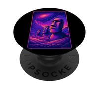 Têtes de Moai de l'île de Pâques - Rapa NUI Alien Galaxy Art PopSockets PopGrip Adhésif