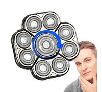 Têtes de rasoir électriques - Poignée à 9 têtes, ensemble de vitesse extrême à double anneau | Coupe universelle pour cheveux chauves humides et secs pour homme Accessoire de soins personnels