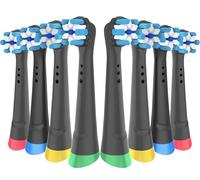 Têtes de rechange compatibles avec Oral B iO, têtes de brosse à dents pour iO 2 3 4 5 6 7 8 9 10 Series, tête de brosse à dents de rechange pour un nettoyage délicat, 8 têtes, noir