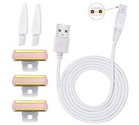 Têtes de rechange et câble de chargement USB pour rasoir de femme compatible avec le corps Finishing Touch Flawless Rechargeable avec 2 brosses de nettoyage