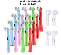 Têtes De Rechange Pour Brosse À Dents Électrique,Compatibles Avec Les Enfants Oral B Braun,Poils Souples Et Petites Têtes De Brosse Pour Dents Sensibles.16 Heads And 4Caps.
