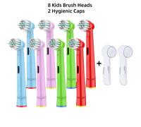 Têtes De Rechange Pour Brosse À Dents Électrique,Compatibles Avec Les Enfants Oral B Braun,Poils Souples Et Petites Têtes De Brosse Pour Dents Sensibles.8 Heads And 2 Caps.