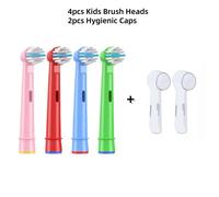Têtes De Rechange Pour Brosse À Dents Électrique,Compatibles Avec Les Enfants Oral B Braun,Poils Souples Et Petites Têtes De Brosse Pour Dents Sensibles.4 Heads And 2 Caps.