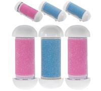 Têtes de Rechange pour Outil de Soin des Pieds, Plastique, 6 Pièces | Rouge et Bleu, Compatible Modèle Standard, Format Portable, Surface Grossière Contrôlée, Lot de Six Pièces