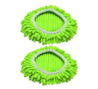 Têtes de rechange pour vadrouille verte - 2 recharges réutilisables en microfibre chenille | Coussinets pour la tête du triangle lavables serpillères rotatives, outils absorbants nettoyage