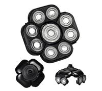 Têtes De Remplacement Universel De Rasoir - 9 Lame À Double Anneau Conception Rotative Pour Le Toilettage Du Corps De La Barbe, Fixation À Grande Vitesse | Compatible Avec Le Rasage Chauve Sec Humide,