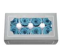 Têtes de Roses Éternelles Haut de Gamme Naturelles (4-5cm) - Durée 3-5 Ans, Déco Maison, Cadeaux Festifs, DIY - sans Entretien & Écologique (Gris Bleu)
