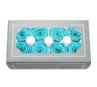 Têtes de Roses Éternelles Haut de Gamme Naturelles (4-5cm) - Durée 3-5 Ans, Déco Maison, Cadeaux Festifs, DIY - sans Entretien & Écologique (Lac Bleu)