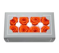 Têtes de Roses Éternelles Haut de Gamme Naturelles (4-5cm) - Durée 3-5 Ans, Déco Maison, Cadeaux Festifs, DIY - sans Entretien & Écologique (Couleur Orange)