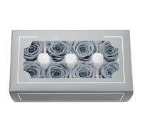 Têtes de Roses Éternelles Haut de Gamme Naturelles (4-5cm) - Durée 3-5 Ans, Déco Maison, Cadeaux Festifs, DIY - sans Entretien & Écologique (Gris fumé)