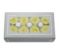 Têtes de Roses Éternelles Haut de Gamme Naturelles (4-5cm) - Durée 3-5 Ans, Déco Maison, Cadeaux Festifs, DIY - sans Entretien & Écologique (Jaune Citron)