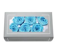 Têtes de Roses Éternelles Haut de Gamme Naturelles (5-6cm) - Durée 3-5 Ans, Déco Maison, Cadeaux Festifs, DIY - sans Entretien & Écologique (Bleu Ciel)