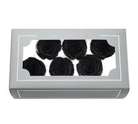 Têtes de Roses Éternelles Haut de Gamme Naturelles (5-6cm) - Durée 3-5 Ans, Déco Maison, Cadeaux Festifs, DIY - sans Entretien & Écologique (Noir)