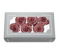 Têtes de Roses Éternelles Haut de Gamme Naturelles (5-6cm) - Durée 3-5 Ans, Déco Maison, Cadeaux Festifs, DIY - sans Entretien & Écologique (Brun brûlé)