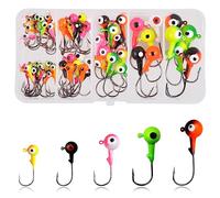 Têtes Plombées Crochets Jig Set 60pcs Kit de Hameçons de Pêche pour Leurres Souples pour la Pêche en Eau Douce et en Eau salée Kit de Matériel de Pêche