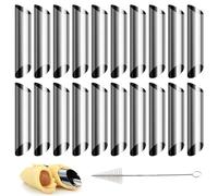 TETEWEVER 21 Pièces Cannoli Moule Cannoli Tube, Moules Crème Pâtissière en Acier Inoxydable avec Brosse de Nettoyage pour Croissants, Douilles Pâtisserie, Gâteau (12,5 x 2,5 cm)