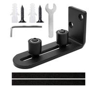 TETEWEVER Rail de Porte Coulissante, Ajustable Guide de Plancher Porte, Guide de Plancher Noir Guide Inférieur pour Porte en Bois Coulissante Mur/Porte