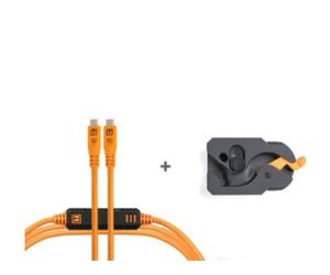 Tether Tools pince Leverlock + cable kit - optima 4,6m USB-C vers USB-C - orange