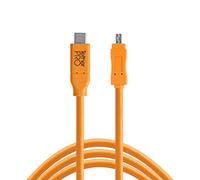 Tether Tools TetherPro Câble USB-C vers USB 2.0 Mini-B 8 broches | Pour un transfert rapide entre appareil photo et ordinateur | Orange haute visibilité | 4,6 m