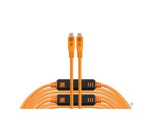 TetherTools TetherPro Optima 10g câble USB-C droit vers coudure droite 9,4m - Orange