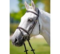 Têtière frontal-licol coûture blanche Tattini Noir Poney