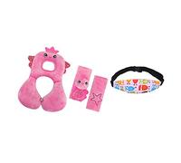 Têtière Voyage Bébé & Seat Protection Ceinture - Enfants Head Neck Support bébé ceinture de sécurité Set Cover, épaulières Coussin doux avec Voyage Oreiller (Rose Angel)