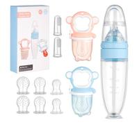 Tetine Bebe, 11 PCS Sucette Grignoteuse Jouet Dentition Diversification Tétine Alimentation en Silicone pour Bébé pour de Dentition L'aliment Complémentaire de Bouillie Végétale