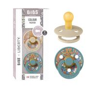 Tétine BIBS Colour Liberty. Lot de 2 sucettes Téterelle ronde. Latex Taille 1 (0-6 mois) June Blossom Vanilla Hush Mix