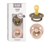 Tétine BIBS Colour. Lot de 2 sucettes. Sans bisphénol A, Téterelle ronde. Latex de caoutchouc naturel, Fabriqué au Danemark. 6+ Mois (Lot de 2), Dark Oak/Blush