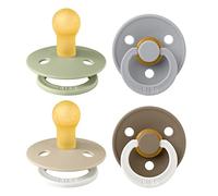 Tétine BIBS Colour. Lot de 4 sucettes. Sans bisphénol A. 2x brillent dans le noir, Téterelle ronde. Latex de caoutchouc naturel, Fabriqué au Danemark. 0-6 mois (lot de 4), Vanilla Glow Mix