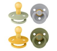 Tétine BIBS Colour. Lot de 4 sucettes. Sans bisphénol A, Téterelle ronde. Latex de caoutchouc naturel, Fabriqué au Danemark. Taille 1 (0-6 mois), Green Garden Lush