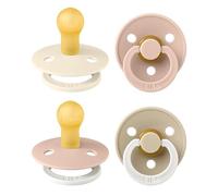 Tétine BIBS Colour. Sans bisphénol A. 2x brillent dans le noir, Téterelle ronde. Latex de caoutchouc naturel, Fabriqué au Danemark. 0-6 mois (lot de 4), Blush Glow Mix