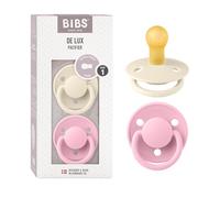 Tétine BIBS De Lux, lot de 2, caoutchouc naturel, tétine danoise en forme de cerise. Sans BPA. (Ivory/Baby Pink, taille 1 (0-6 mois))