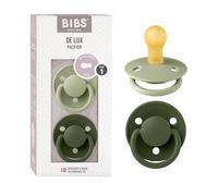 Tétine BIBS De Lux, lot de 2, caoutchouc naturel, tétine danoise en forme de cerise. Sans BPA. (Sage/Hunter Green, taille 1 (0-6 mois))