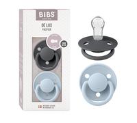 Lot de 2 sucettes-tétines De Lux en silicone BIBS gris fer + bleu layette TU