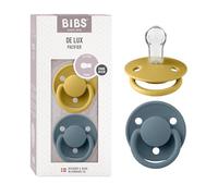 Tétine BIBS De Lux, lot de 2, silicone, tétine danoise en forme de cerise. Sans BPA. (Mustard/Petrol, taille unique (0-36 mois))