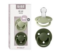 Tétine BIBS De Lux, lot de 2, silicone, tétine danoise en forme de cerise. Sans BPA. (Sage/Hunter Green, taille unique (0-36 mois))