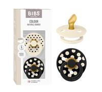 Bibs - Lot de 2 sucettes Studio Polka Anatomique Caoutchouc Naturel T1 Ivory/Black